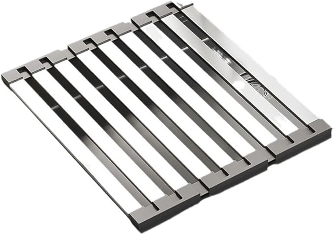 Roll Up Dish Drying Rack, Over Sink Stainless Steel Rack,Foldable Kitchen Sink Mat,Kitchen Sink Drain Rack Dish Storage Rack (19.69" H x 12.8" W)