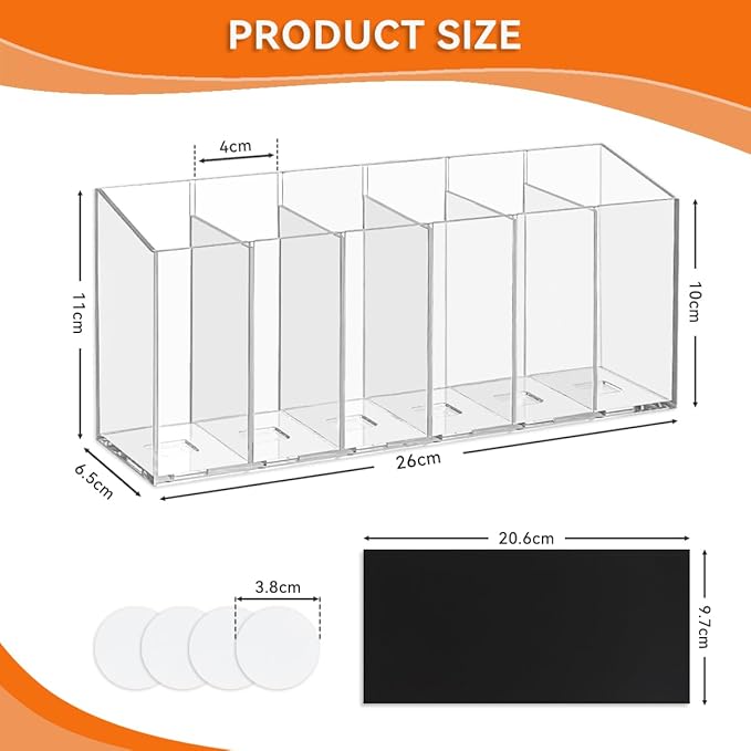 Drink Packet Organizer,Water Drink Packet Holder with Removable Divider,6 Compartment Water Flavor Packet Storage with Soft Magnetic&Adhesive Sticker for Kitchen Pantry Cabinet Fridge