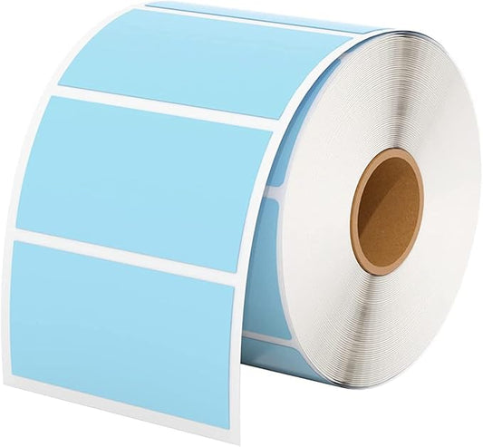 MUNBYN 2.25"x1.25" Thermal Sticker Labels, Blue Self-Adhesive Barcode Label Paper for Direct Thermal Printer and Business, Multi-Purpose Rectangle Address Shipping Mailing Stickers,1000 Sheets/Roll