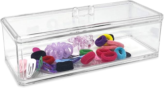 Isaac Jacobs Clear Acrylic Rectangular Stackable Storage Organizer with Lid, Drawer Tray, Multi-Functional Tray, Bathroom, Kitchen, Home, Office, Desk, Drawers