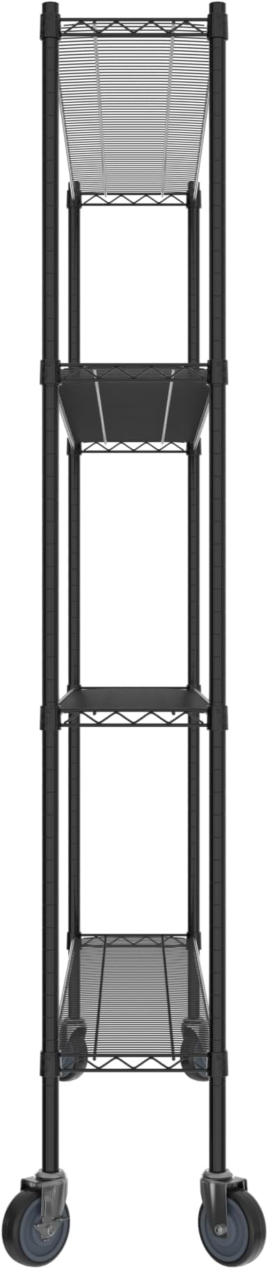 Commercial NSF Listed Black Epoxy Mobile Wire Shelving Kit 12" x 60" x 80", with 4 Shelves Perfect for Warehouse, Walk-in Refrigerator, Freezer, Grocery Store, Restaurant, Dishroom