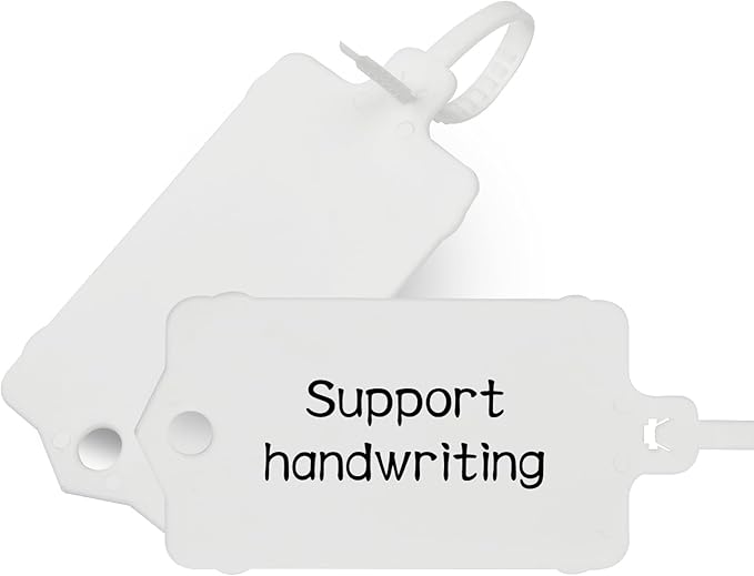 LeadSeals 100pcs Blank Plastic Tags for Labeling Reusable Hanging Tags Ties Key Tag Storage Labels Waterproof Plastic Mark Label Writable Hang Sign with One Marker Pen (White)