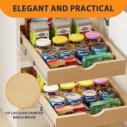 Pull Out Drawers for Cabinet18"W x 22"D x 3"H Wood Slide Out Cabinet Organizer and Storage Cabinet Kitchen Drawers Slide Out Shelves Pull Out Shelves in Kitchen Pantry Bathroom with Soft Close