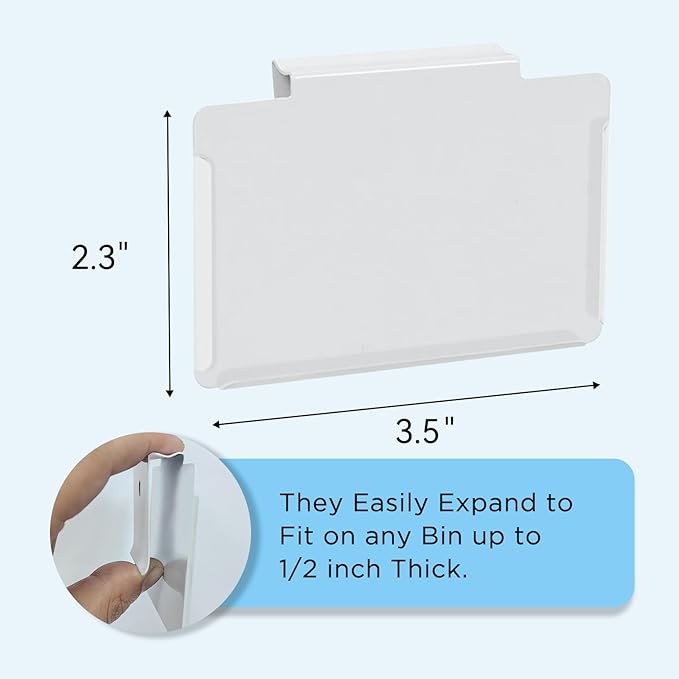 trohestar Metal Pantry Baskets Labels Clip On for Storage Bins | Edge Fold-Cream (Edge Fold-White, 8 Metal Label Clip)