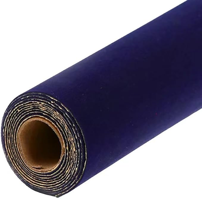 Self Adhesive Dark Blue Jewelry Drawer Liner Velvet Shelf Liner Paper Felt Fabric for Art & Crafts, Velvet Drawer Liner Felt Drawer Dresser Cabinets Arts Crafts Decor 17.7" x 98"