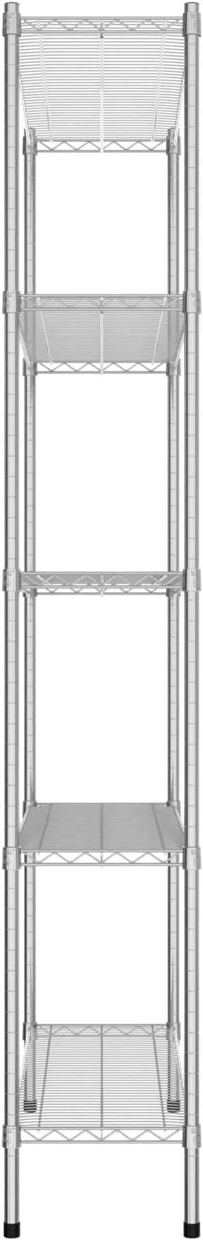 Commercial NSF Listed Chrome Stationary Wire Shelving Kit 14" x 42" x 86", with 5 Shelves Perfect for Warehouse, Walk-in Refrigerator, Freezer, Grocery Store, Restaurant, Dishroom