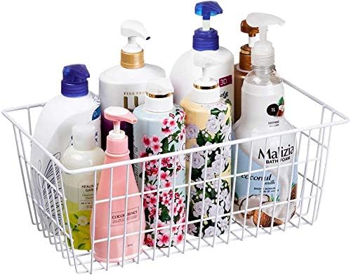 blitzlabs Wire Storage Basket Freezer Organizer Bins Refrigerator Organization Storage Baskets with Handles for Pantry, Freezer, Laundry Room, Closets, Garage, Office, Bathroom, Set of 2