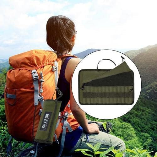 Cutlery Storage Bag,Portable Polyester Roll Up Pouch Bag For Forks, Spoons, Chopstick,Water Resistant Storage Kitchen Cooking Utensil Set Travel Organizer, Army Green