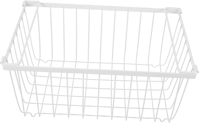Chest Freezer Organizer With Folding Handle: Stackable Bin Basket Meat Storage Container - Vertical Sides Wire Ventilation Hanging Rack For Upright Deep Refrigerator
