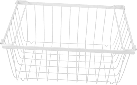 Chest Freezer Organizer With Folding Handle: Stackable Bin Basket Meat Storage Container - Vertical Sides Wire Ventilation Hanging Rack For Upright Deep Refrigerator