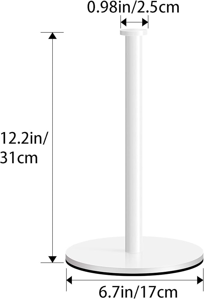 Paper Towel Holder Countertop, OBODING, White Kitchen Paper Towel Holder Stand for Kitchen and Bathroom Organization and Storage, Paper Towel Holders for Standard and Large Size Rolls (White)