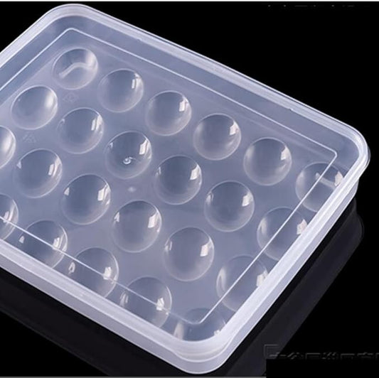 Jilukibo Egg Holder for Refrigerator with Lid, 24 Count Tray Carrier Storage Box for Fridge, Stackable Clear Plastic Container Dispenser Keep Fresh