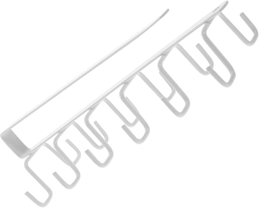 SAFIGLE Under Cabinet Mug Hooks Rack White Iron Kitchen Utensil Holder Rack Space-Saving Cup Drainer Organizer for Household Kitchen Storage