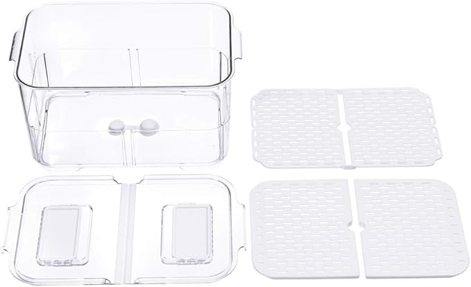 blitzlabs Lettuce Keeper Fridge Food Storage Container, Fresh Produce Saver Organizer Keeper Bins with Lids and Removable Drain Tray for Refrigerator Freezer Cabinet Kitchen 2800ML, 2 Pack