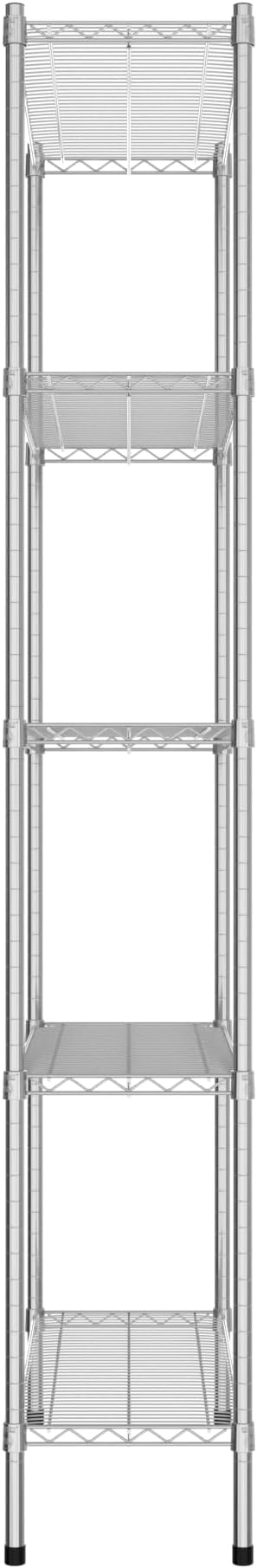 Commercial NSF Listed Chrome Stationary Wire Shelving Kit 14" x 36" x 86", with 5 Shelves Perfect for Warehouse, Walk-in Refrigerator, Freezer, Grocery Store, Restaurant, Dishroom