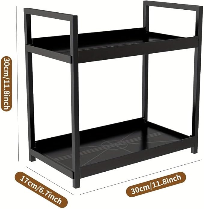 Bathroom Counter Organizer, Bathroom Organizers and Storage Countertop, 2 Tier Black Counter Shelf for Vanity Tables, Dresser, Makeup