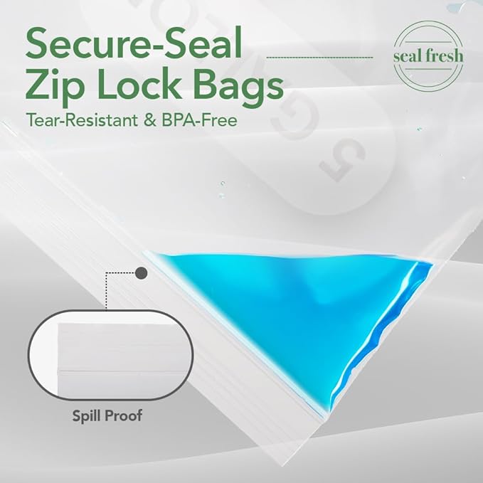 Seal Fresh 5 Gallon Large Plastic Storage Bags – 18" x 24" (90 Count) – Reusuable XXL Extra Large Heavy Duty Clear Jumbo Freezer Zip Bags with Sealable Zipper Top For Clothes, Travel, Moving
