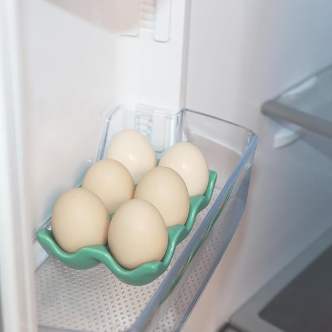 Ceramic Egg Holder Egg Tray Porcelain Fresh Egg Holder for Fridge Countertop Kitchen Storage Half Dozen 6 Cups