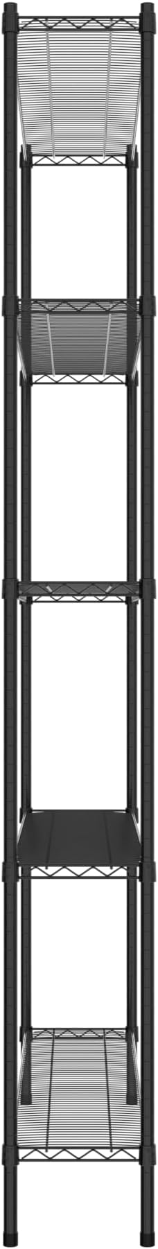 Commercial NSF Listed Black Epoxy Stationary Wire Shelving Kit 12" x 54" x 96", with 5 Shelves Perfect for Warehouse, Walk-in Refrigerator, Freezer, Grocery Store, Restaurant, Dishroom