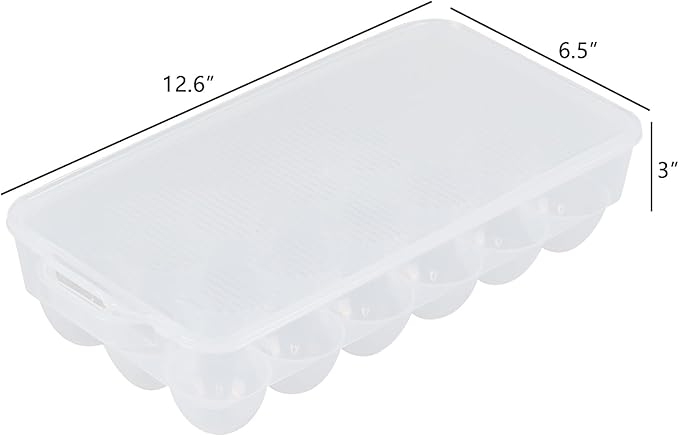 Rinboat 4 Packs Clear Plastic Egg Holders, Home Egg Containers with Lid, Egg Storage Box, Fits 18 x 4 Eggs (72 Eggs)