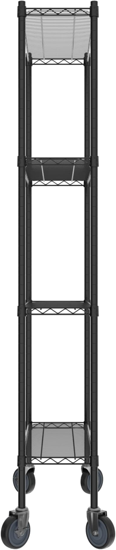 Commercial NSF Listed Black Epoxy Mobile Wire Shelving Kit 12" x 36" x 80", with 4 Shelves Perfect for Warehouse, Walk-in Refrigerator, Freezer, Grocery Store, Restaurant, Dishroom