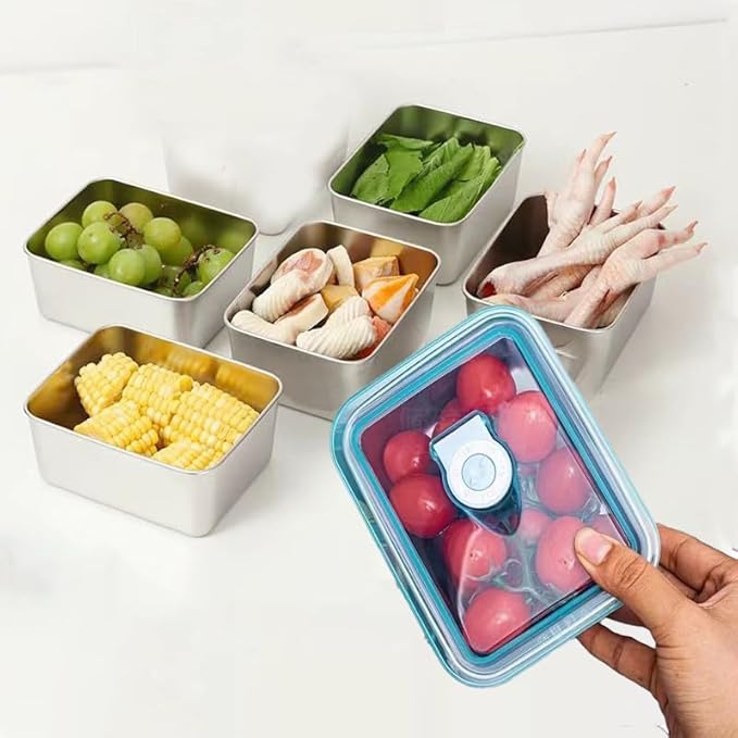 souso 6pcs 304 Stainless Steel Food Containers with Lids, Stacking Snack Containers for Office and Home