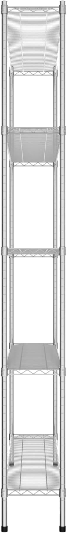 Commercial NSF Listed Chrome Stationary Wire Shelving Kit 12" x 60" x 96", with 5 Shelves Perfect for Warehouse, Walk-in Refrigerator, Freezer, Grocery Store, Restaurant, Dishroom
