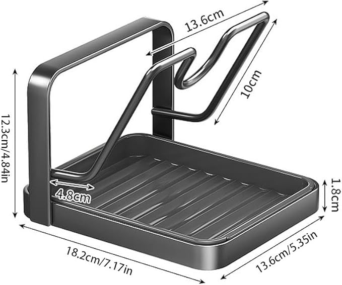 Kitchen Pot Lid Storage Rack, Pot Lid Holder With Tray,304 Stainless Steel Pots Lids Holder While Cooking, Multifunctional Kitchen Pots Cover Organizer for Countertop