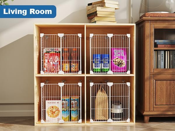 Deep Freezer Organizer Bin 13.8"x13.8"x13.8", Vertical Sides Wire Freezer Baskets with Adjustable Divider Pantry, Freezer Bins for Upright Freezer Meats Frozen Food Snacks Ice Cream Fruits&Vegetables