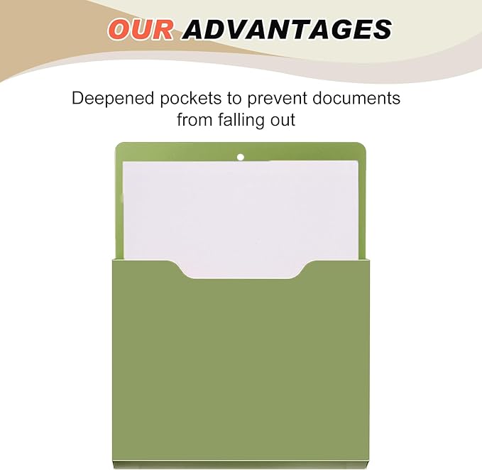 Fuutreo 6 Pcs Magnetic Wall File Organizer Magnetic Wall File Holder Refrigerator Magazine Holder for Mail Letters Paper(Dark Vintage,12.2 x 9.4 Inch)