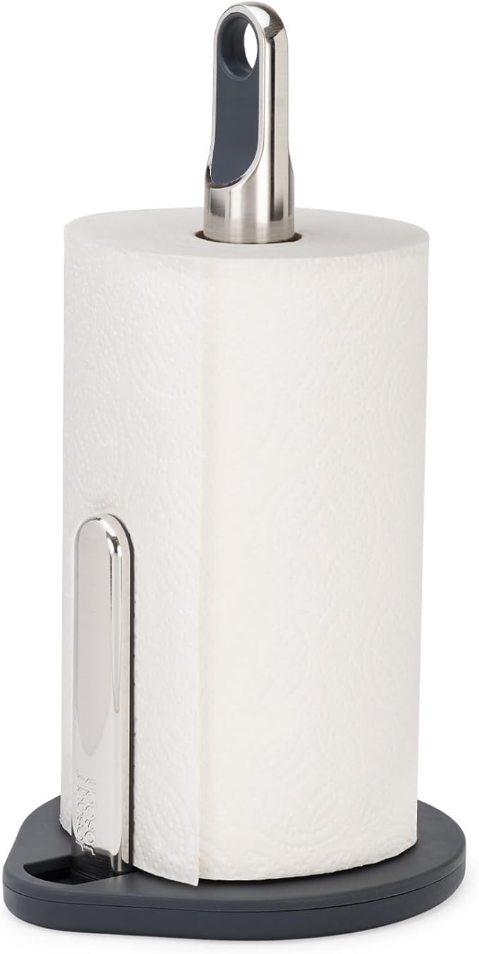Joseph Joseph Hold Easy-Tear Paper Towel Kitchen Roll Holder, Weighted, Non-Slip Base, Fits up to 5.5" Diameter Rolls