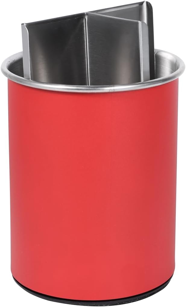 TENGINE Stainless Utensil Holder 360° Rotating 6.5X5.25 Inch Utensil Crocks for Kitchen Counter with Removable Divider Bright