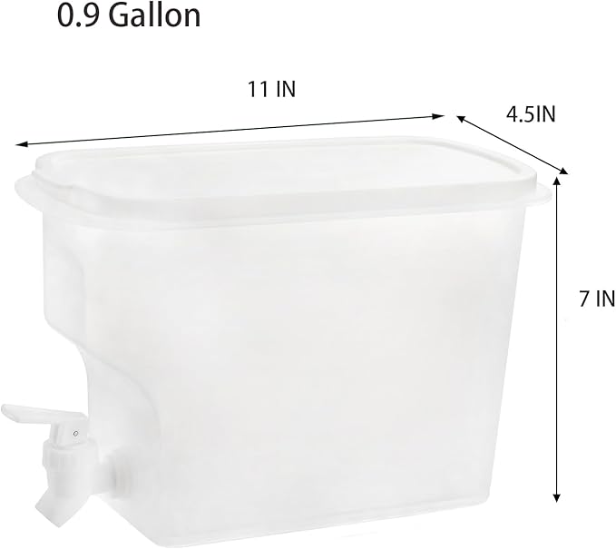 Jucoan 2 Pack 0.9 Gallon Fridge Beverage Drink Dispenser with Leak-proof Spigot, Plastic Cold Drink Juice Beverage Dispenser Jug for Party Drink, Juice, Iced Tea, Lemonade, Cold Brew