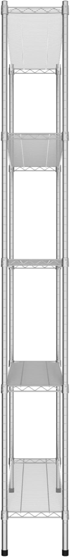 Commercial NSF Listed Chrome Stationary Wire Shelving Kit 12" x 54" x 96", with 5 Shelves Perfect for Warehouse, Walk-in Refrigerator, Freezer, Grocery Store, Restaurant, Dishroom