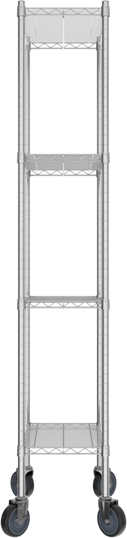 Commercial NSF Listed Chrome Mobile Wire Shelving Kit 14" x 24" x 80", with 4 Shelves Perfect for Warehouse, Walk-in Refrigerator, Freezer, Grocery Store, Restaurant, Dishroom