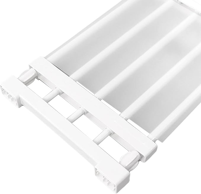 Closet Tension Shelf, Rod Expandable Storage Rack Adjustable Organizer Divider Separator Wardrobe Cupboard Hanging Shelves Pack No Slip Grip Cabinets Inside Capacity (38‑55cm /