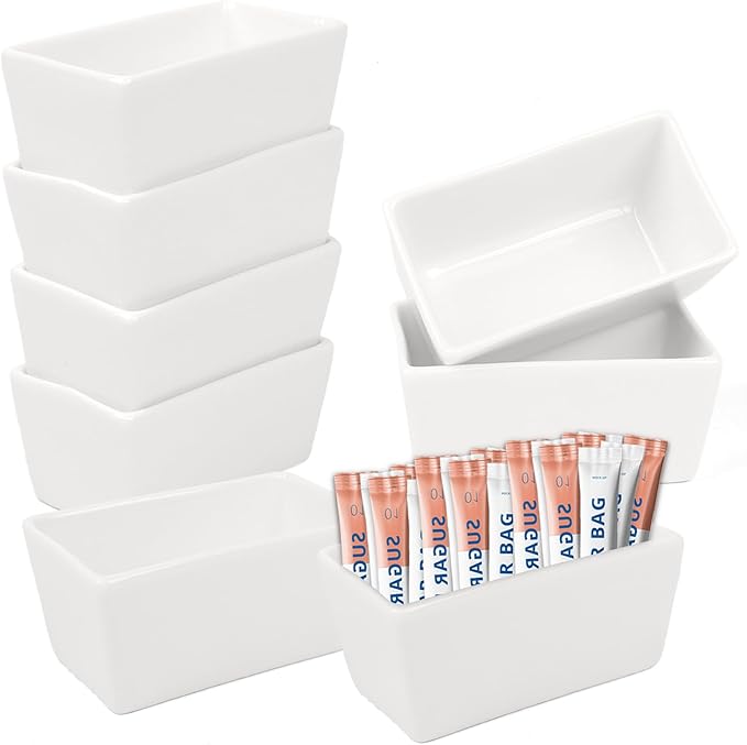 Ceramic Sugar Packet Holders, 8 Pack 5 Oz Sugar Packet Organizer Porcelain Sugar Bag Bowl Tea Bag Bowl For Kitchen, Cafe, Restaurant, 4.2" L X 2.4" W X 2" H