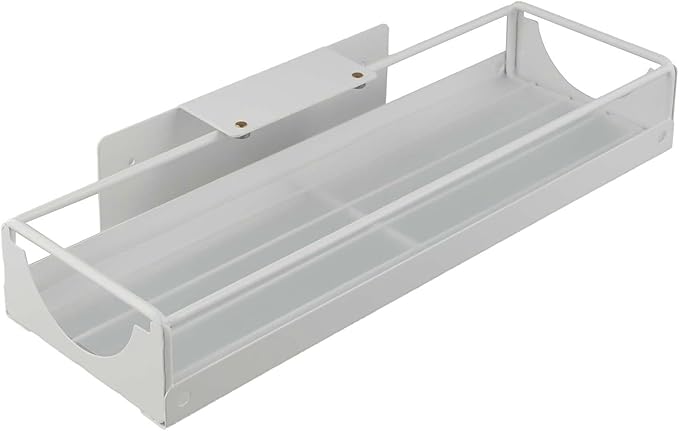 Expandable Under Sink Storage Rack for Countertop Cabinet, Stainless Steel Sliding Organizer with Retractable Rails, Adjustable Kitchen Bathroom Shelf, White
