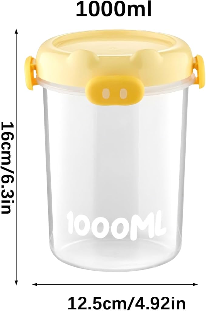 Kitchen Canister - Flour Container, 1000ml Food Grade Airtight Storage With Lid, Food Storage Container For Grain Cereal Baking Powder Chips Snack Bread Bean Popcorn Counter Cabinet Freezer