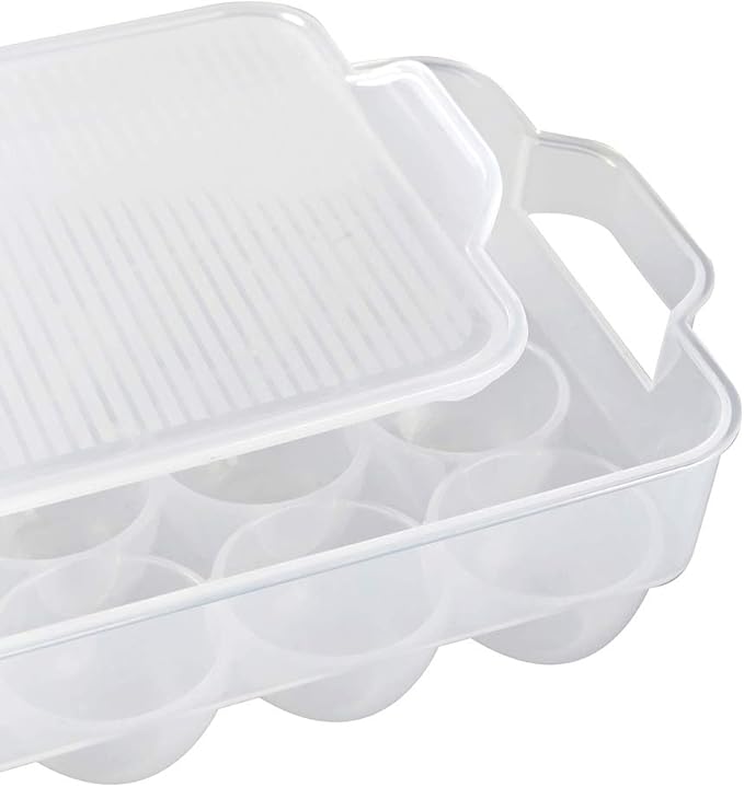 Eslite Covered Egg Holder,Egg Storage for Refrigerator,Fits 18 Eggs,Pack of 2