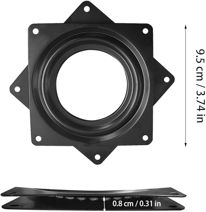 2 Pcs 4 Inch Susan Turntable Bearings, Square Rotating Lazy Susan Hardware, Swivel Plate for Revolving Shelves in Kitchen (Black)