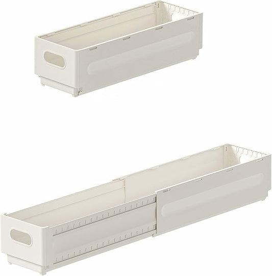 2 Pack Expandable Plastic Storage Boxes, Multi-Purpose Folding Organizer, Drawer Storage Divider For Bedroom, Kitchen And Snack Storage (s)