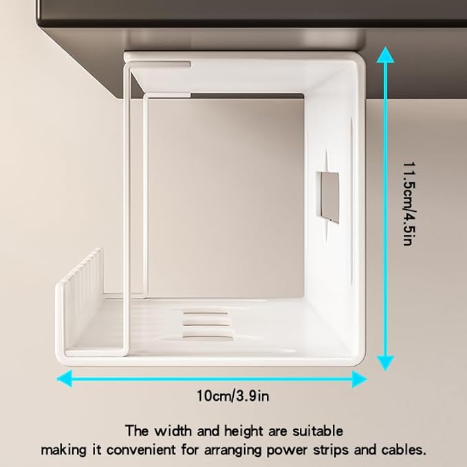 Under Desk Cable Management Tray Wires Organizer Power Strip Management No Drill Under Table Organizer for Cable Storage Holder for Office Home Desk/Table