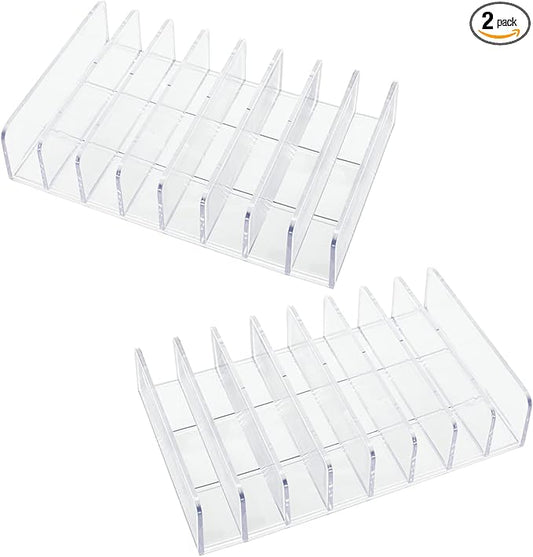 8 Slot Eyeshadow Makeup Palette Organizer, Acrylic Desk Organizer for Sorting Mail, Bill Money Organizer for Cash Envelope, Cash Tray for Cash Stuffing, Use in Home&Office - Clear - 2 Pack