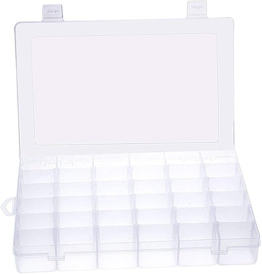 Kamay's Large Transparent Thick Hard 36 Grids Adjustable Compartment Slot Plastic Craft Storage Box Organizer For Toy Desktop Jewelry Accessory Drawer Or Kitchen Removable Dividers Container