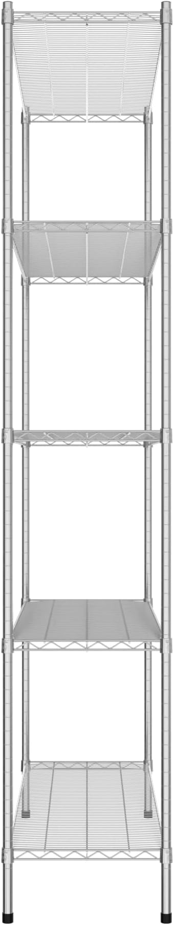 Commercial NSF Listed Chrome Stationary Wire Shelving Kit 18" x 54" x 96", with 5 Shelves Perfect for Warehouse, Walk-in Refrigerator, Freezer, Grocery Store, Restaurant, Dishroom