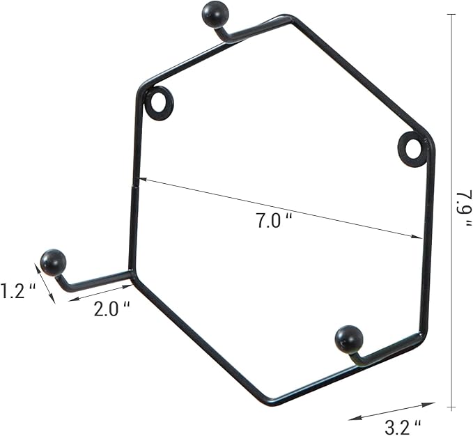 MyGift Modern Wall Mounted Mug Holder Coffee Mug Racks, Geometric Black Metal 9 Cup Rack Holder, Set of 3