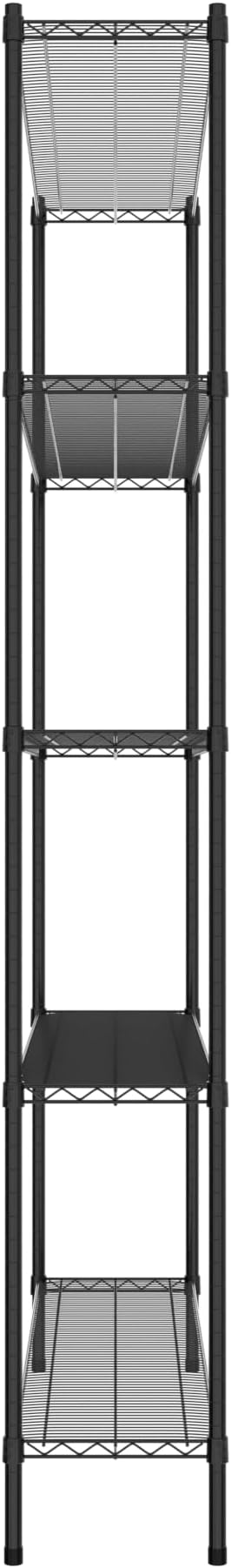 Commercial NSF Listed Black Epoxy Stationary Wire Shelving Kit 14" x 60" x 96", with 5 Shelves Perfect for Warehouse, Walk-in Refrigerator, Freezer, Grocery Store, Restaurant, Dishroom