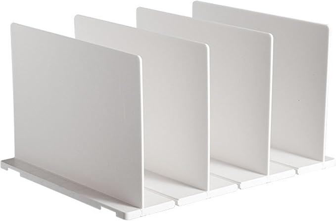 White Sturdy Plastic Shelf Divider, Vertical Handbag Separator for Closet, Adjustable Storage Organizer with Easy Assembly, Space Saving Design for Home Wardrobe Cabinet and Deskto