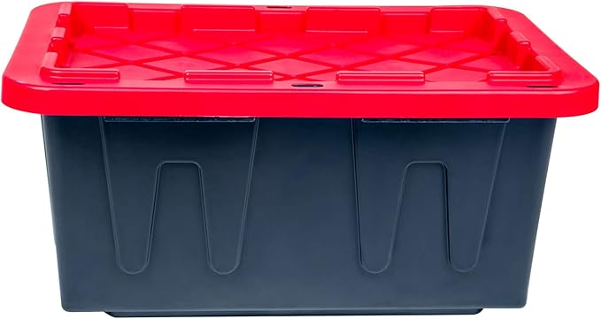 American Lifting 17-Gallon Storage Containers - Tough with Lids Durable Stackable - Keep Your Belongings Safe and Organized - (4 Pack - Red)